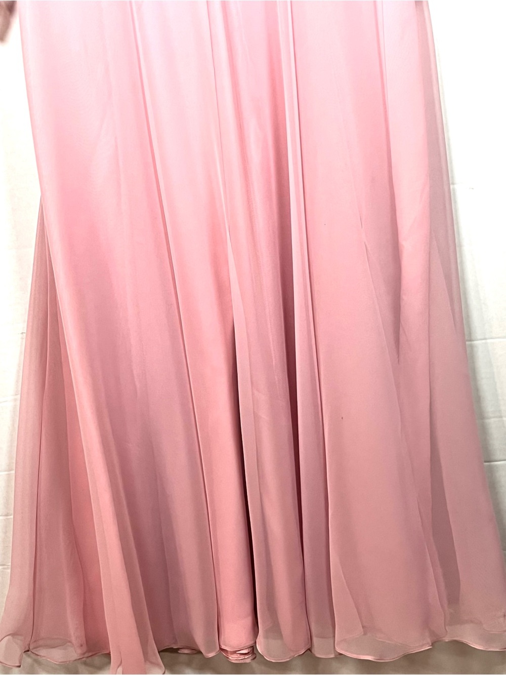 Elegant 1970s Pink Long-Sleeve Evening Dress with Sheer Yoke - Picture 5 of 15